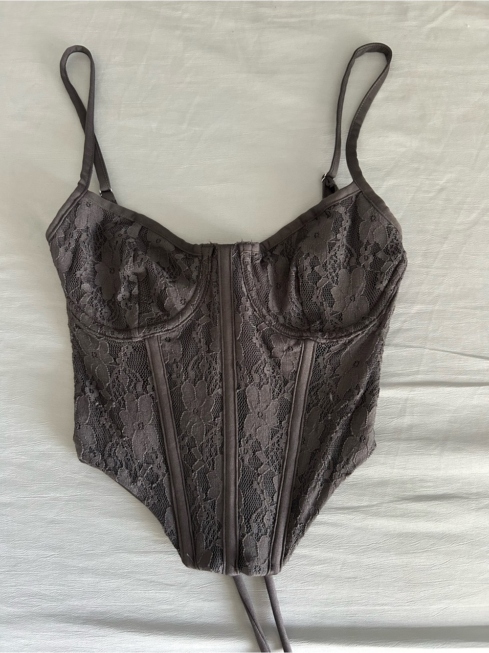 Lace Corset in Charcoal Gray